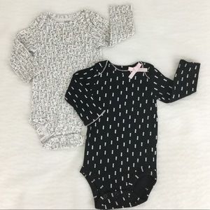 Girl’s Bundle of 2 Onesies ~ Hearts and Giraffes Size 9 Months
